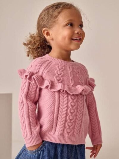 Pink Cable Knitted Jumper