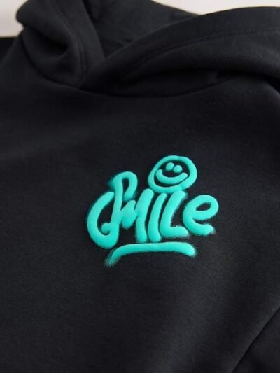 Black and Grey Printed Hoodie and Carpenter Joggers Set