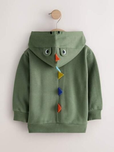 Khaki Green Zip Through Hoodie