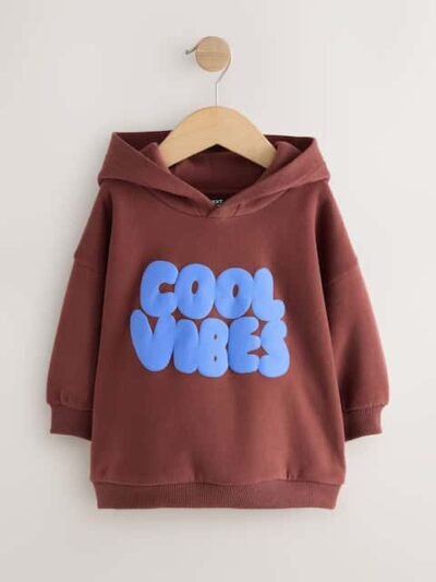 Burgundy Red Long Sleeve Printed Hoodie