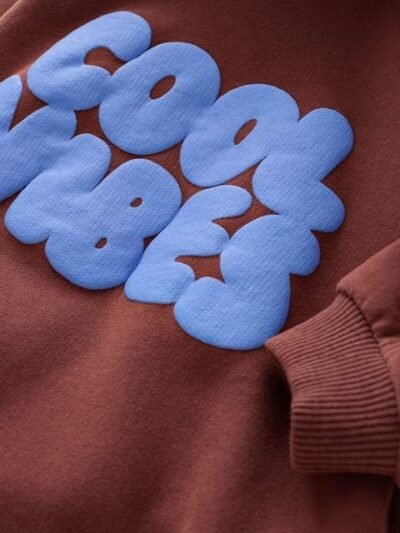 Burgundy Red Long Sleeve Printed Hoodie