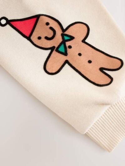 Ecru White Christmas Crew Neck Jersey Sweatshirt