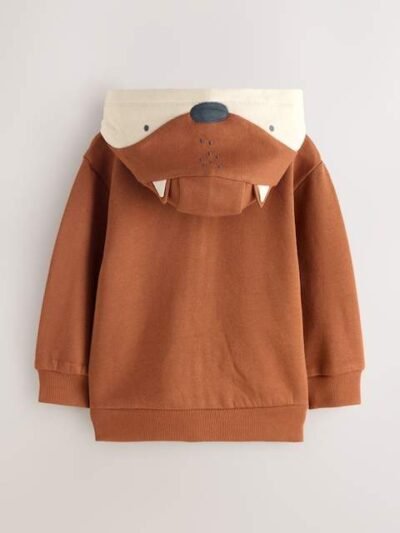 Orange Zip Through Hoodie