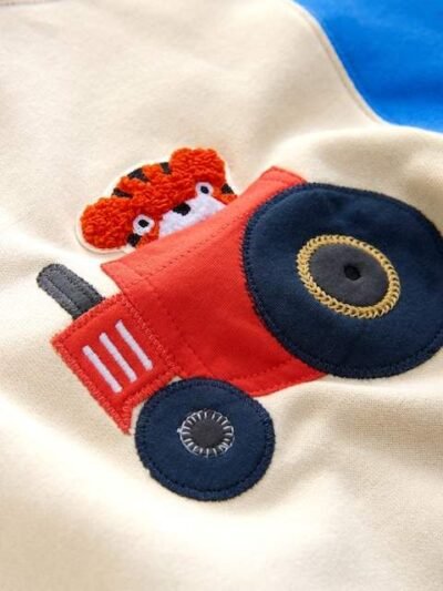 Ecru Colourblock All-Over Print Crew Neck Sweatshirt