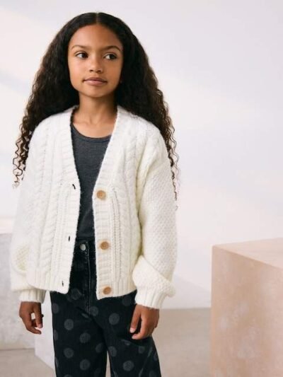 Oatmeal Cable Knitted Cardigan