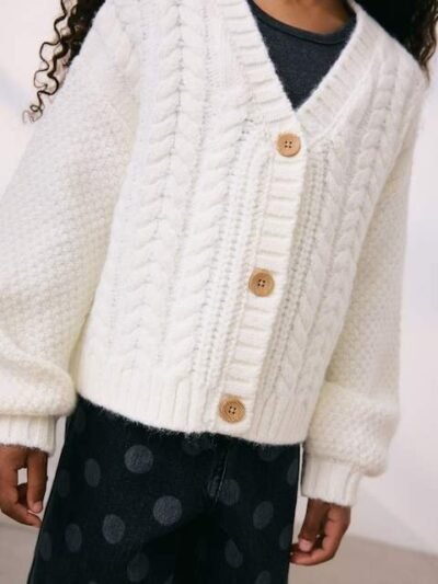 Oatmeal Cable Knitted Cardigan