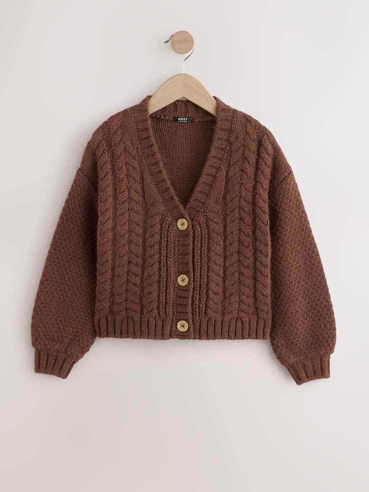 Chocolate Brown Cable Knitted Cardigan