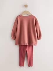Burgundy Red Fairy Frill Hem Sweatshirt & Leggings Set
