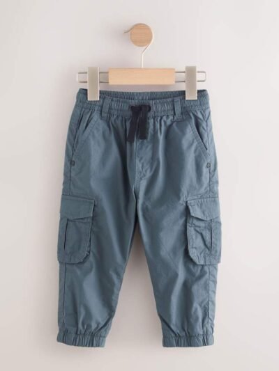 Grey Blue Lined Cargo Trousers