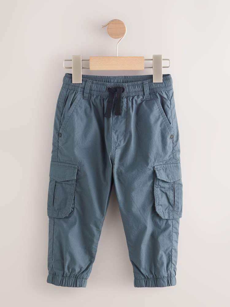 Grey Blue Lined Cargo Trousers