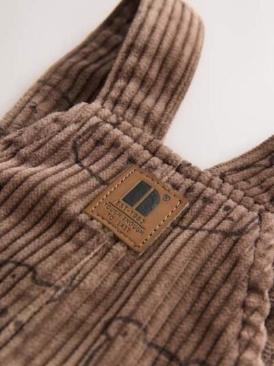 Brown Bear Print Corduroy Dungarees