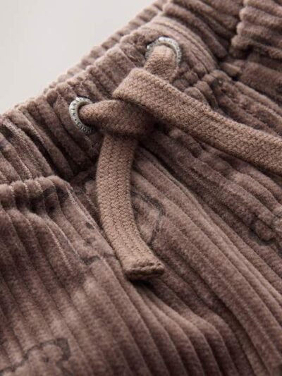 Brown Bear Print Corduroy Pull On Trousers