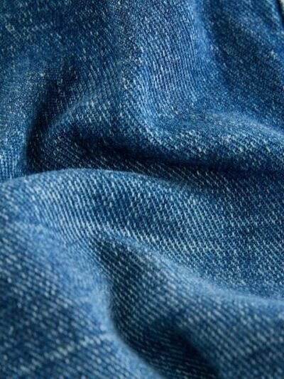 Mid Blue Denim Pleat Front Jeans