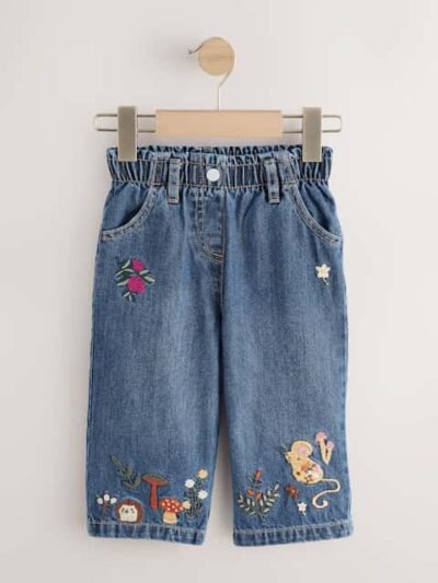 Dark Blue Mouse Embroidered Jeans