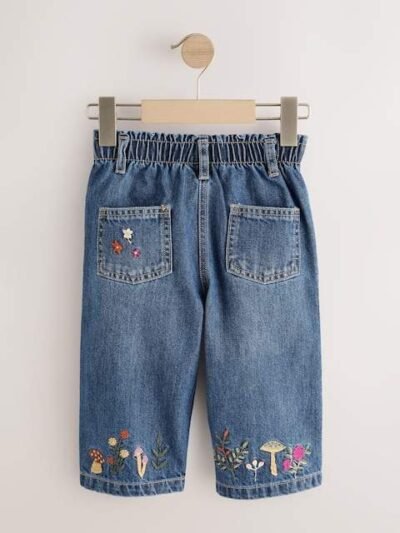 Dark Blue Mouse Embroidered Jeans