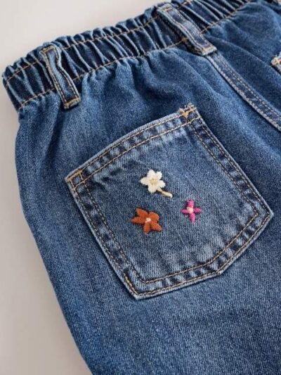 Dark Blue Mouse Embroidered Jeans