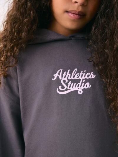 Charcoal Graphic Print Hoodie Leggings Set