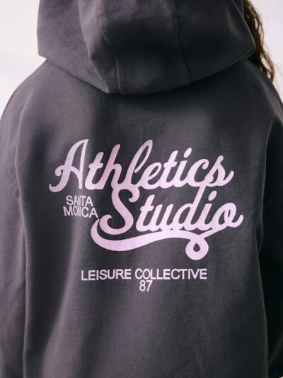 Charcoal Graphic Print Hoodie Leggings Set