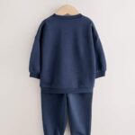 Navy Blue Digger Single Printed Crew and Joggers Set