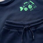 Navy Blue Digger Single Printed Crew and Joggers Set