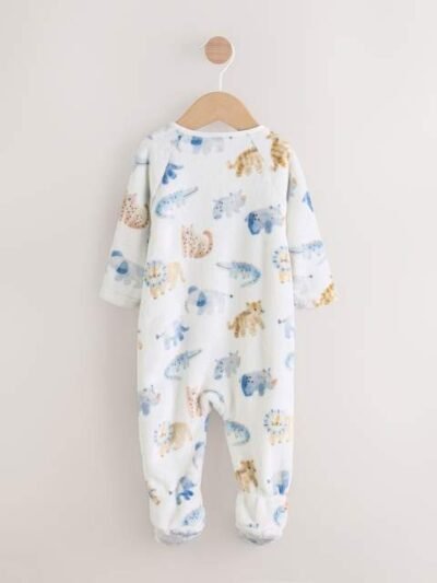 Ecru Safari Fleece Baby Sleepsuit