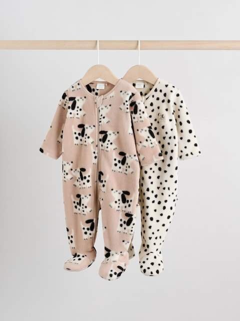 Neutral Baby Micro Fleece Two Way Zip Sleepsuits 2 Pack