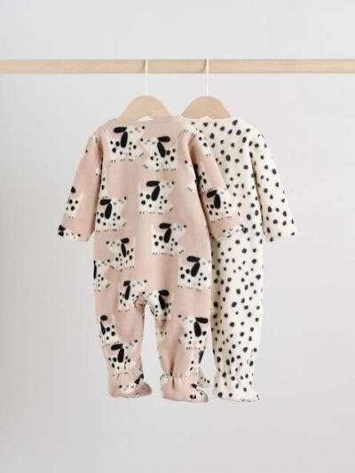 Neutral Baby Micro Fleece Two Way Zip Sleepsuits 2 Pack