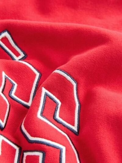 Red Slogan Sweatshirt And Wide Leg Joggers Set