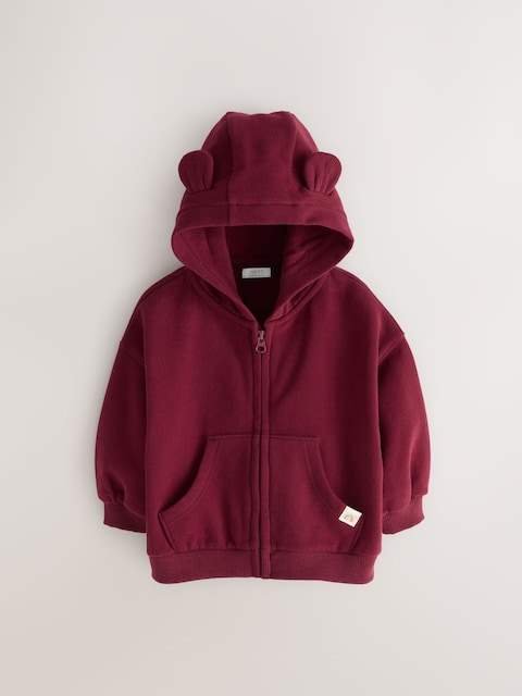 Burgundy Red Zip Through Hoodie