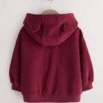 Burgundy Red Zip Through Hoodie