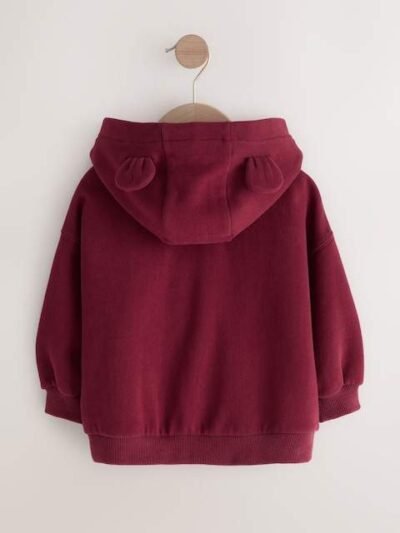 Burgundy Red Zip Through Hoodie