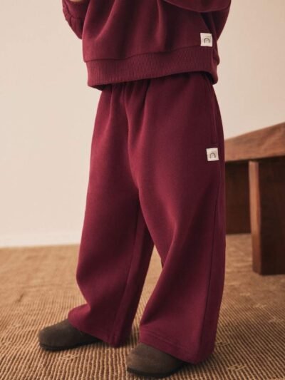 Burgundy Red Wide Leg Sweat Joggers