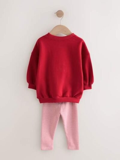 Red Christmas Characters Sweatshirt & Leggings Set