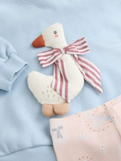 Blue Bow Duck Sweatshirt & Leggings Set