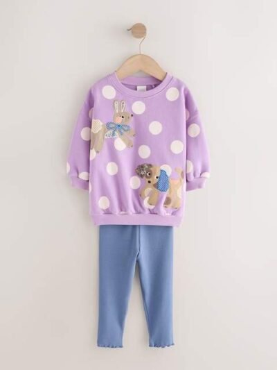 Purple Polka Dot Dogs Sweatshirt & Leggings Set