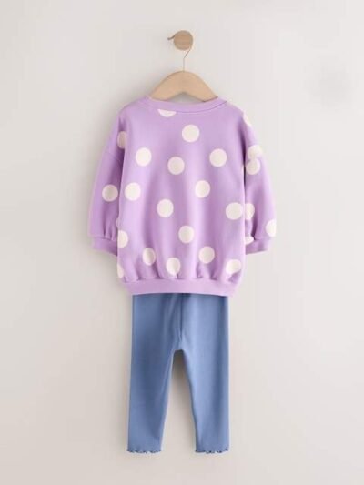 Purple Polka Dot Dogs Sweatshirt & Leggings Set