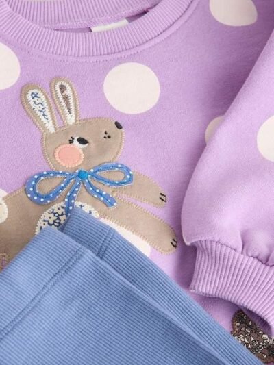 Purple Polka Dot Dogs Sweatshirt & Leggings Set