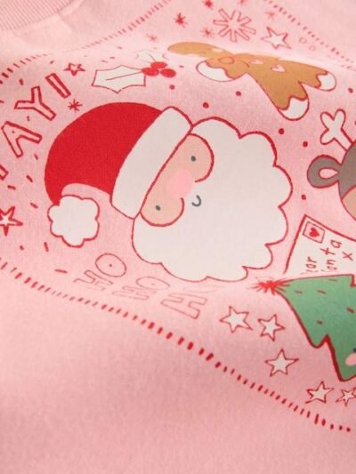 Pink/Red Christmas Sweatshirt and Flare Leggings Set