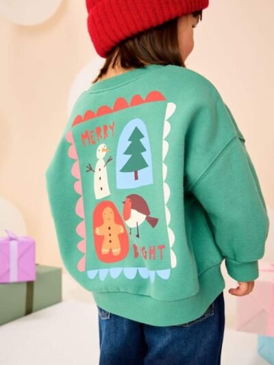 Green Christmas Robin Crew Neck Sweatshirt
