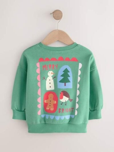 Green Christmas Robin Crew Neck Sweatshirt