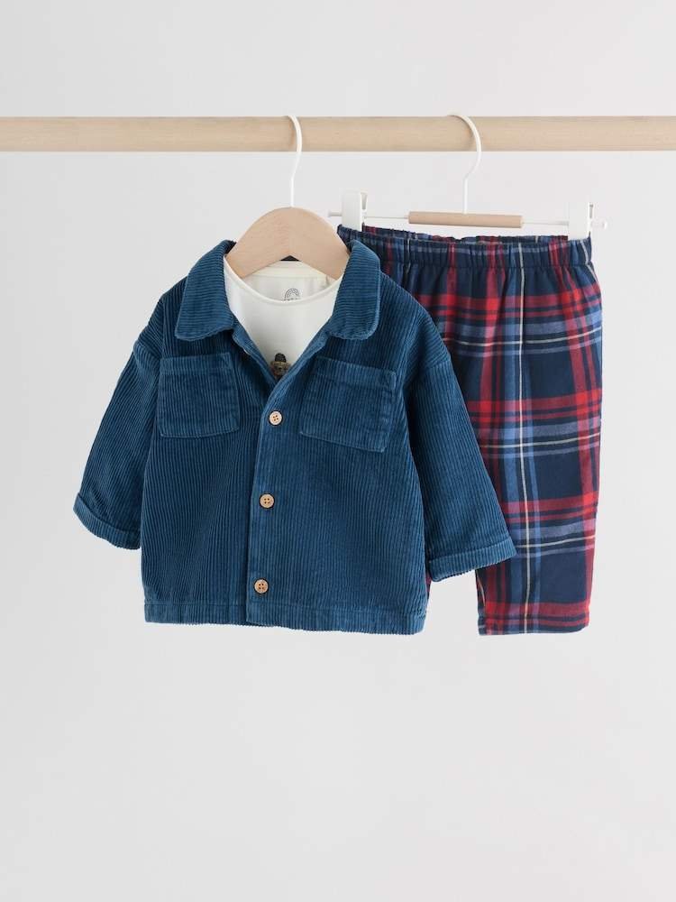Navy/Red Bear Baby Shacket Top and Leggings Set
