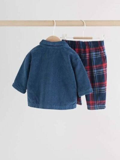 Navy/Red Bear Baby Shacket Top and Leggings Set