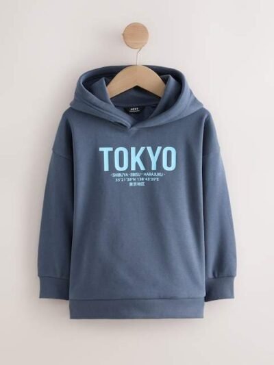 Blue Tokyo Older Boys Graphic Print Hoodie