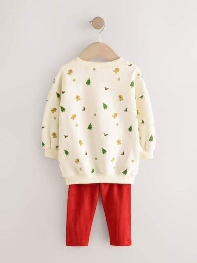 Cream/Red Christmas Peppa Pig Crew Sweatshirt & Leggings Set