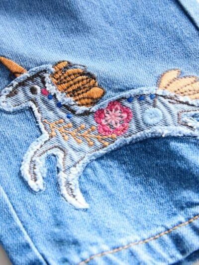 Denim Unicorn Embellished Jeans