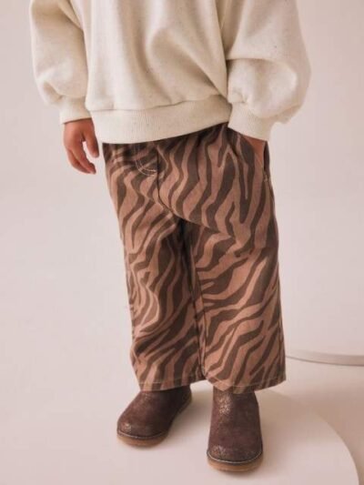 Zebra Print Wide Leg Jeans