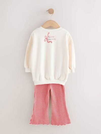 Ecru/Red Minnie Mouse Christmas Long Sleeve Top and Flare Set
