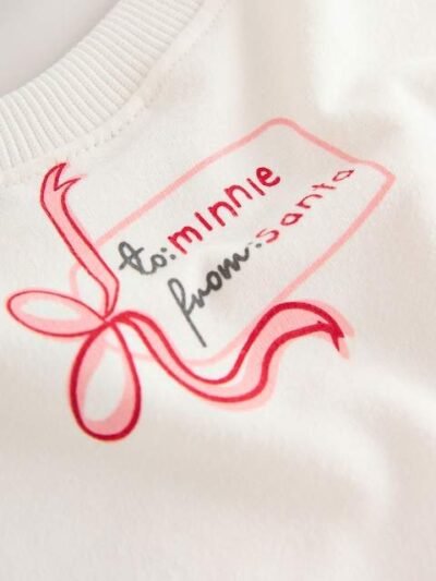 Ecru/Red Minnie Mouse Christmas Long Sleeve Top and Flare Set