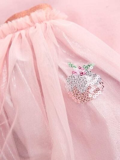 Pink Christmas Long Sleeve Top and Skirt Set