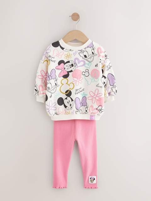 Pink Disney Minnie Mouse Long Sleeve Top and Leggings Set